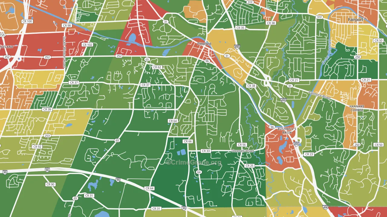 Pittsford, NY Map of Theft Rates