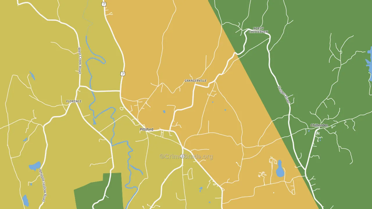 Pittsford, VT Map of Theft Rates