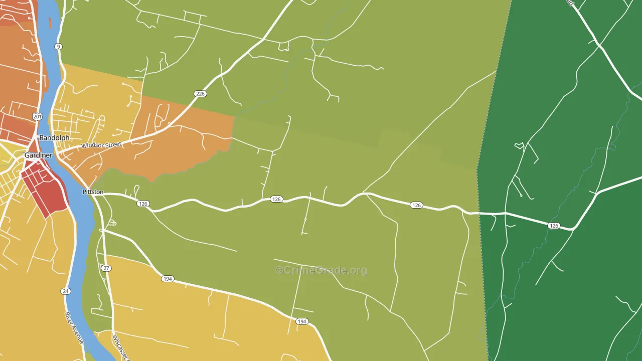 Pittston, ME Map of Theft Rates