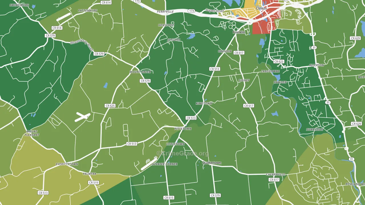 Pittstown, NJ Map of Theft Rates