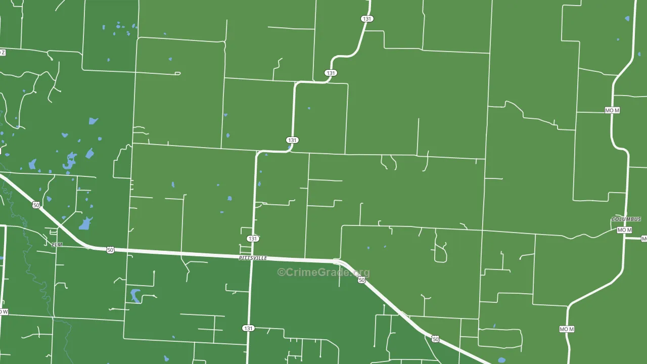 Pittsville, MO Map of Theft Rates