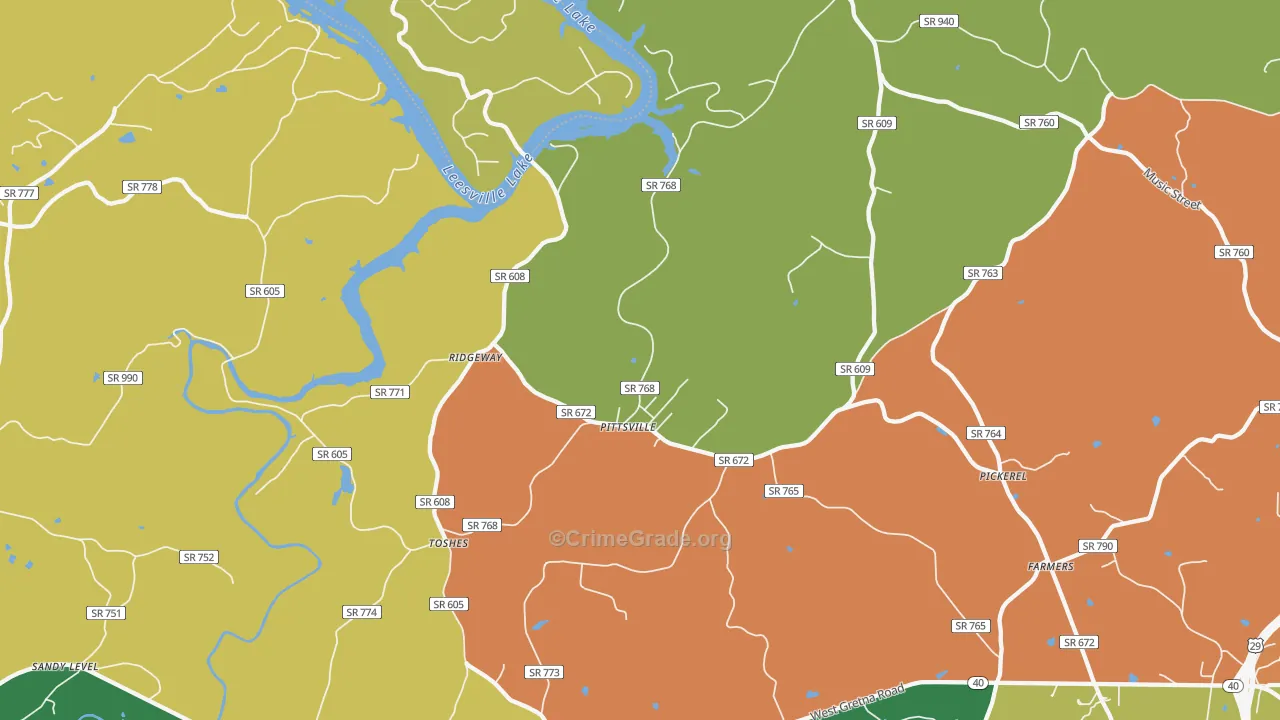 Pittsville, VA Map of Theft Rates