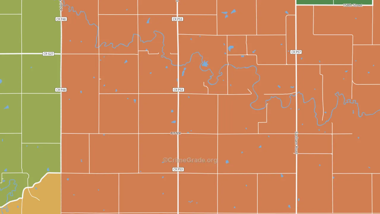 Pitzer, IA Map of Theft Rates