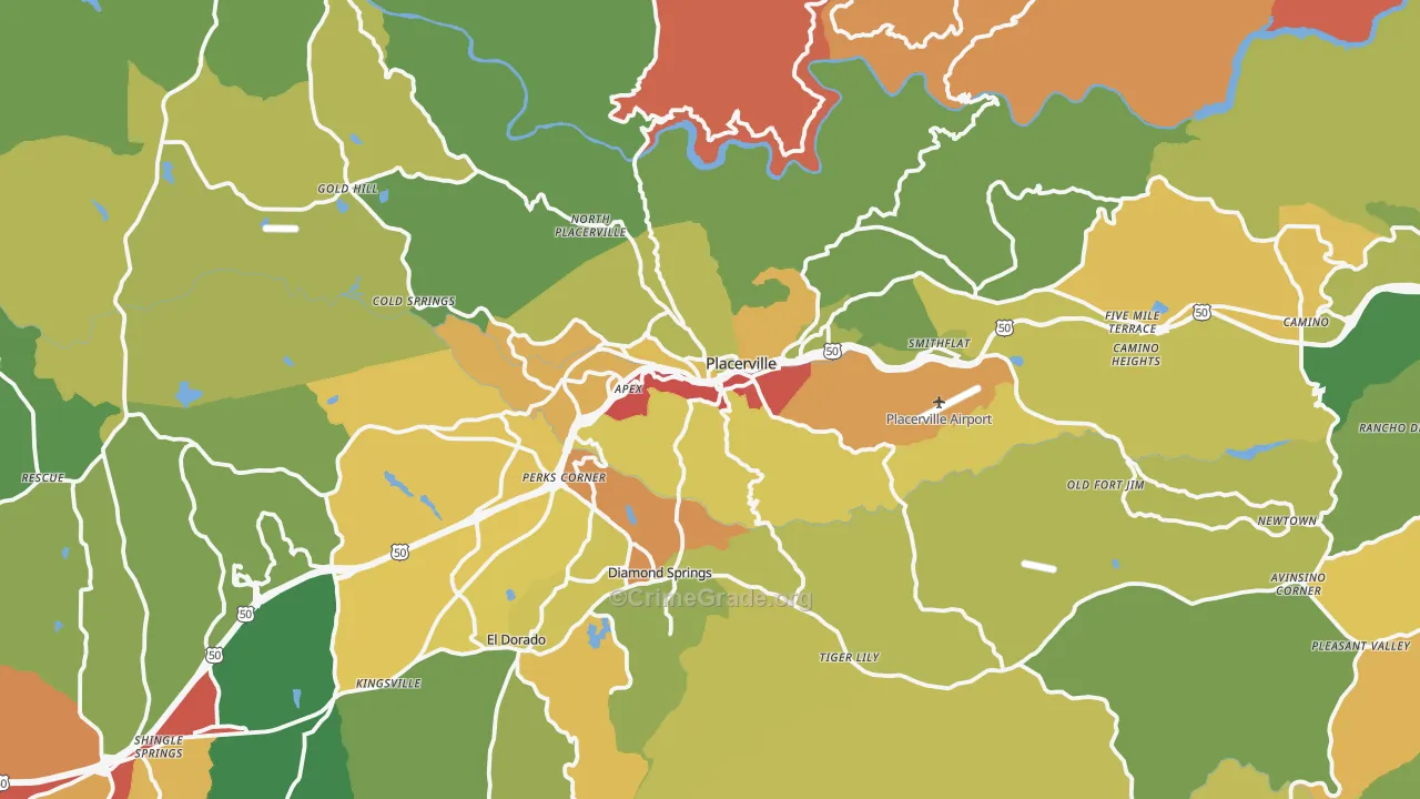 Placerville, CA Map of Theft Rates