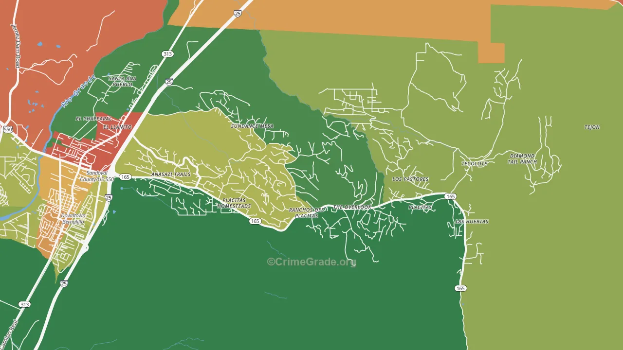 Placitas, NM Map of Theft Rates