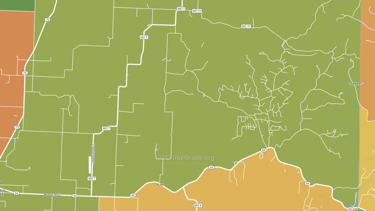 Plad, MO Map of Theft Rates