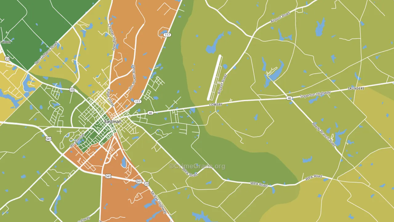 Plainfield, GA Map of Theft Rates