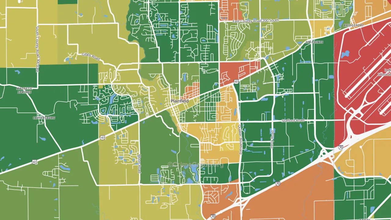 Plainfield, IN Map of Theft Rates
