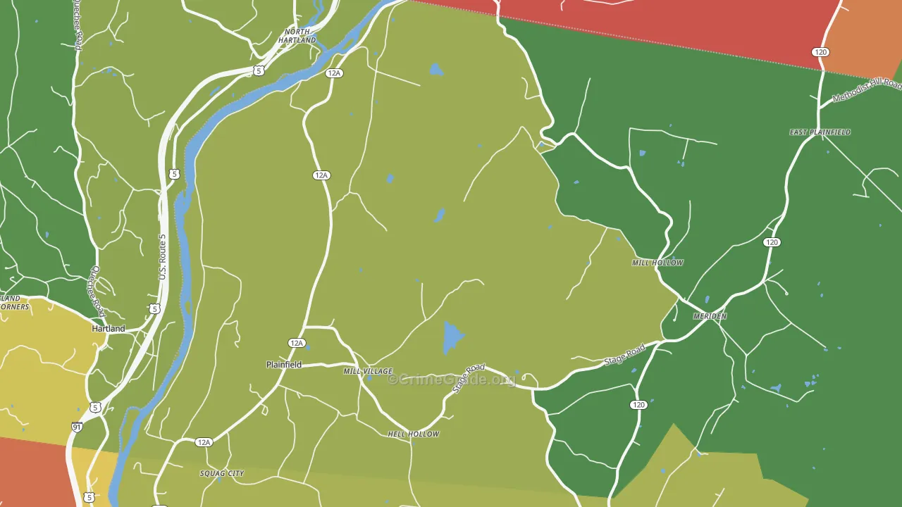 Plainfield, NH Map of Theft Rates