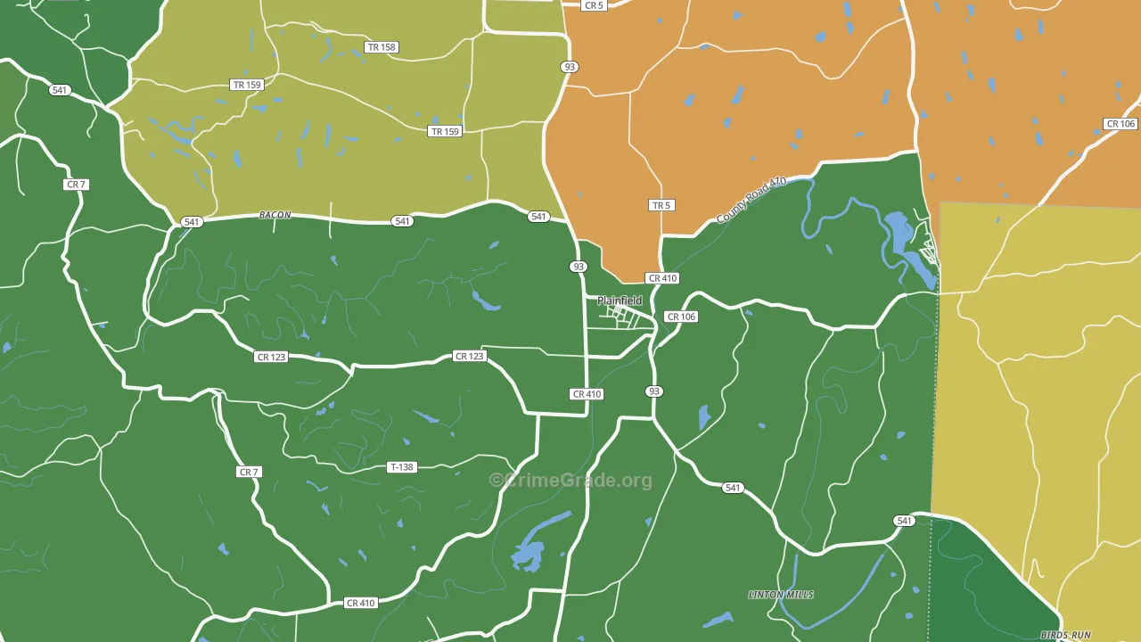 Plainfield, OH Map of Theft Rates