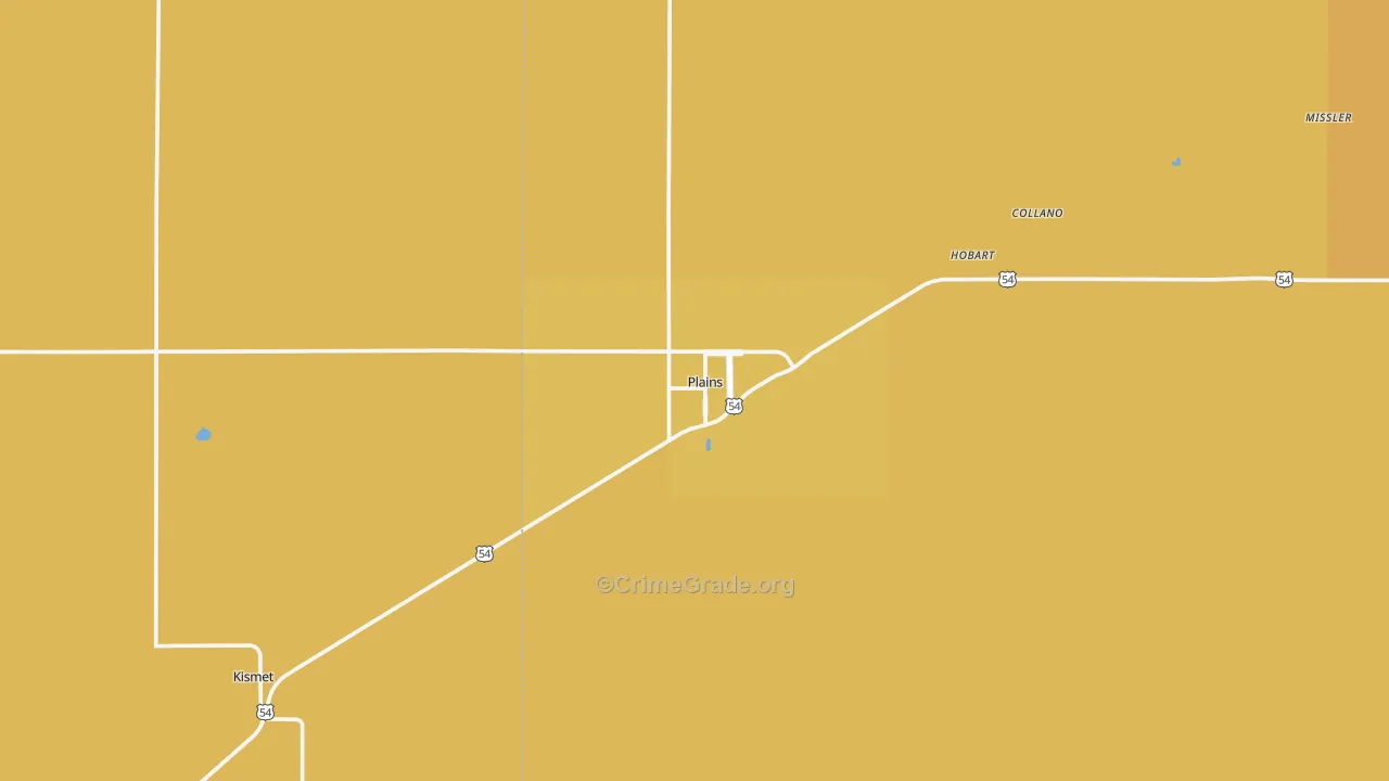 Plains, KS Map of Theft Rates