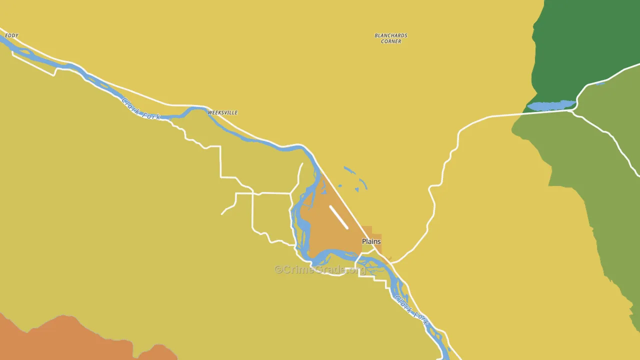 Plains, MT Map of Theft Rates