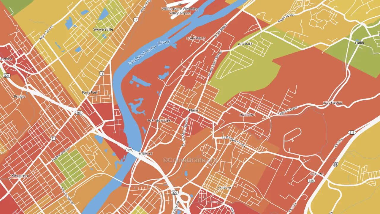 Plains, PA Map of Theft Rates