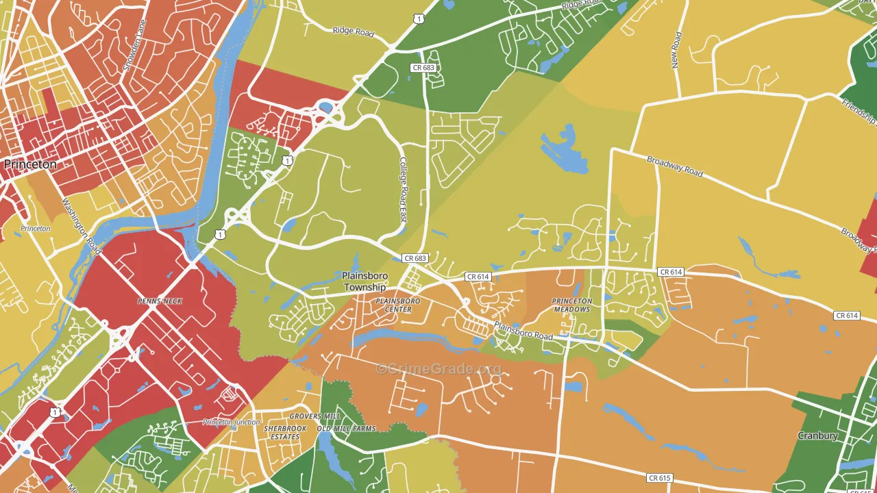 Plainsboro, NJ Map of Theft Rates