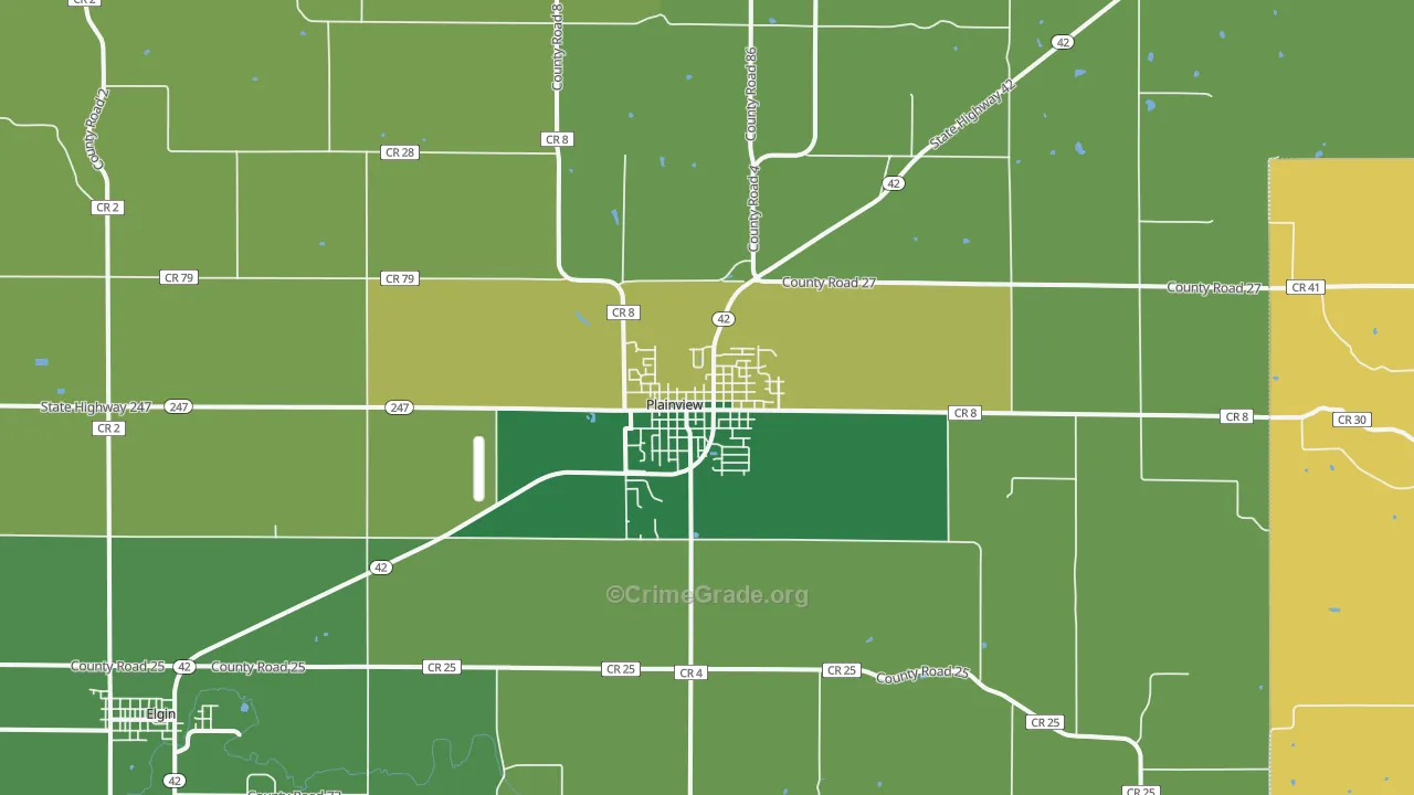 Plainview, MN Map of Theft Rates