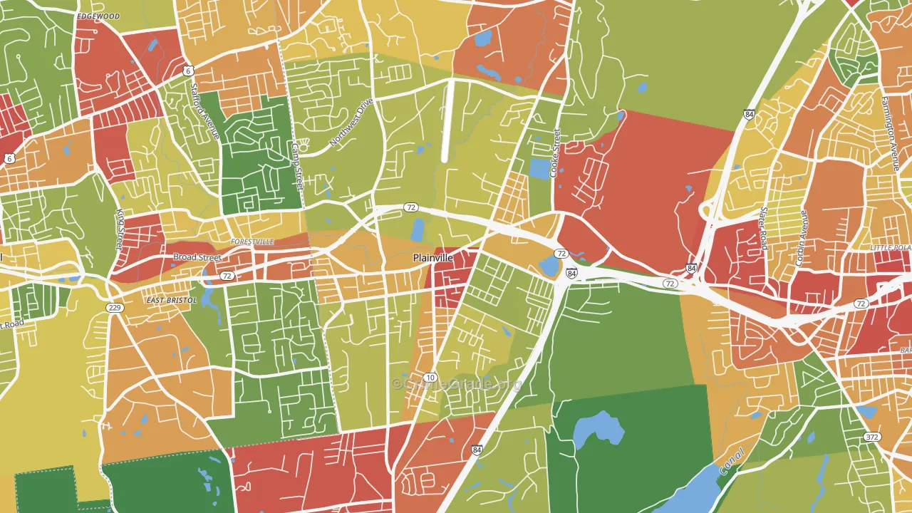 Plainville, CT Map of Theft Rates