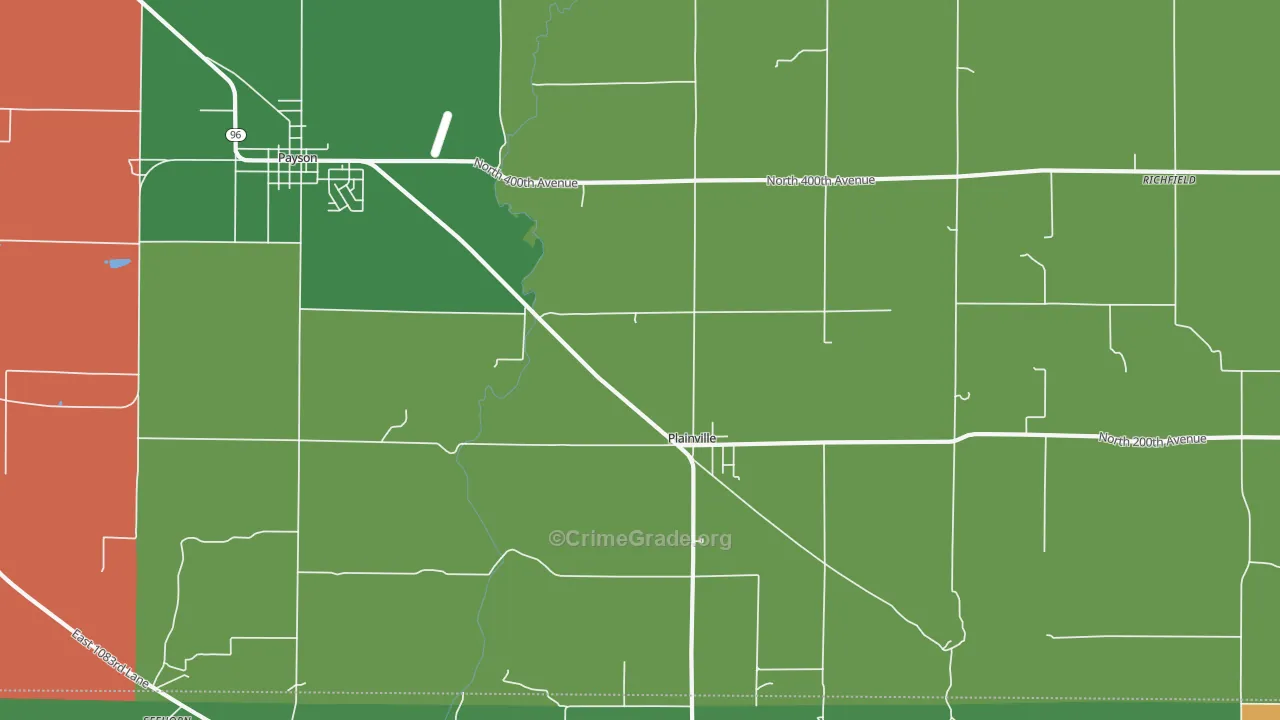 Plainville, IL Map of Theft Rates