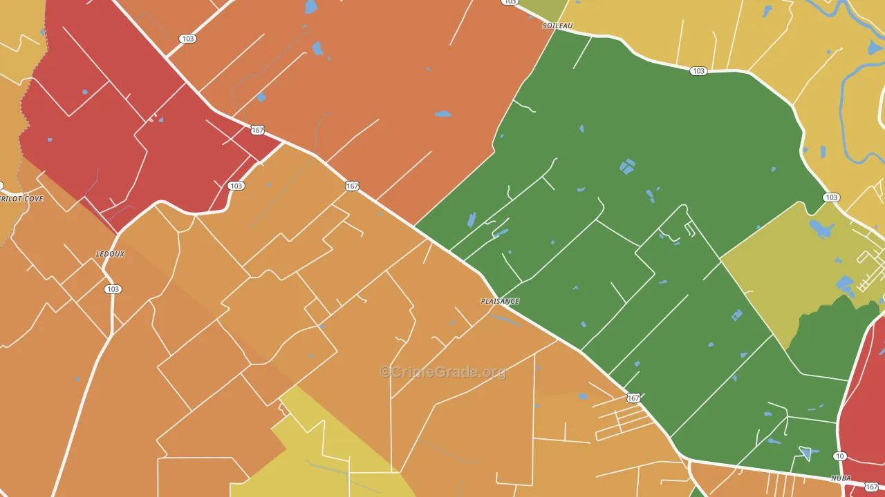 Plaisance, LA Map of Theft Rates