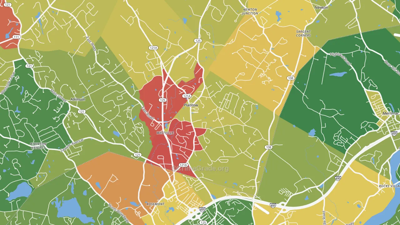 Plaistow, NH Map of Theft Rates