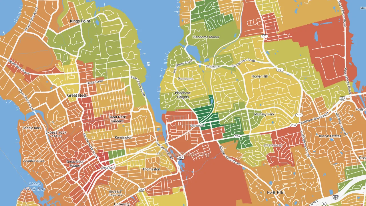 Plandome Heights, NY Map of Theft Rates