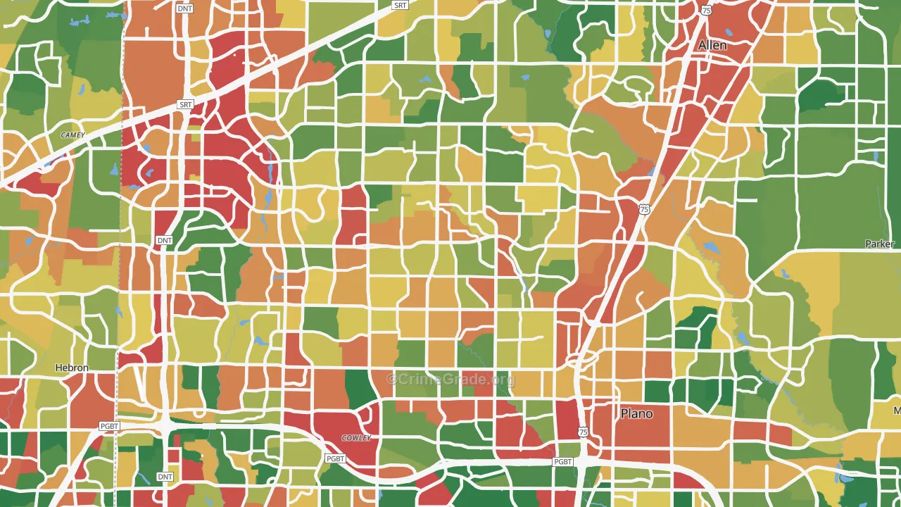 Plano, TX Map of Theft Rates