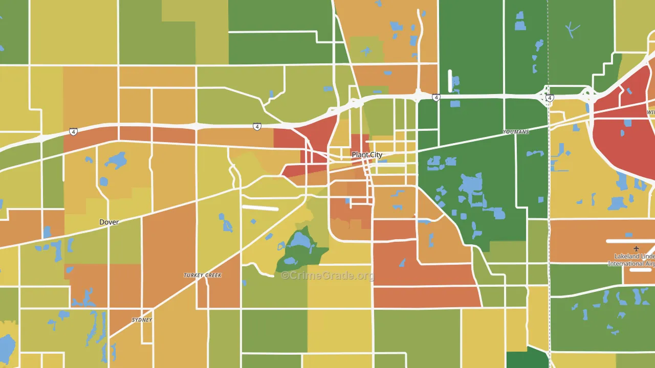 Plant City, FL Map of Theft Rates