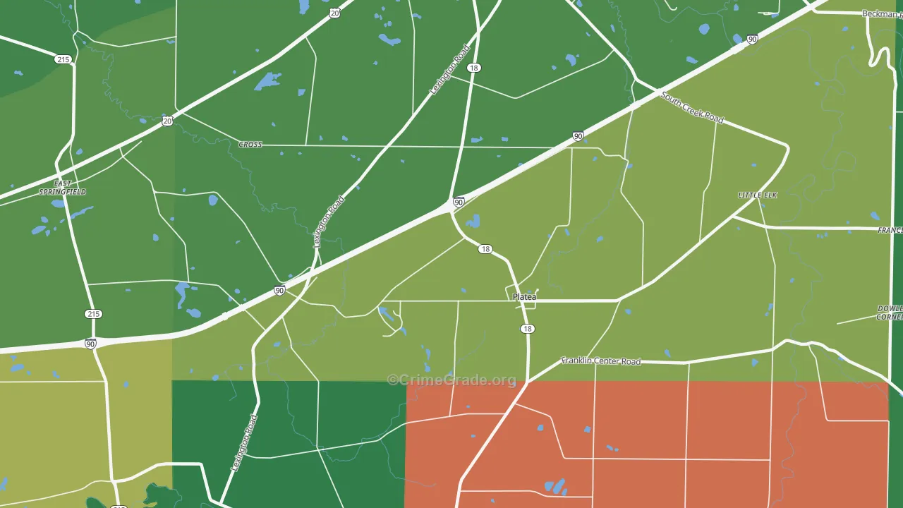 Platea, PA Map of Theft Rates