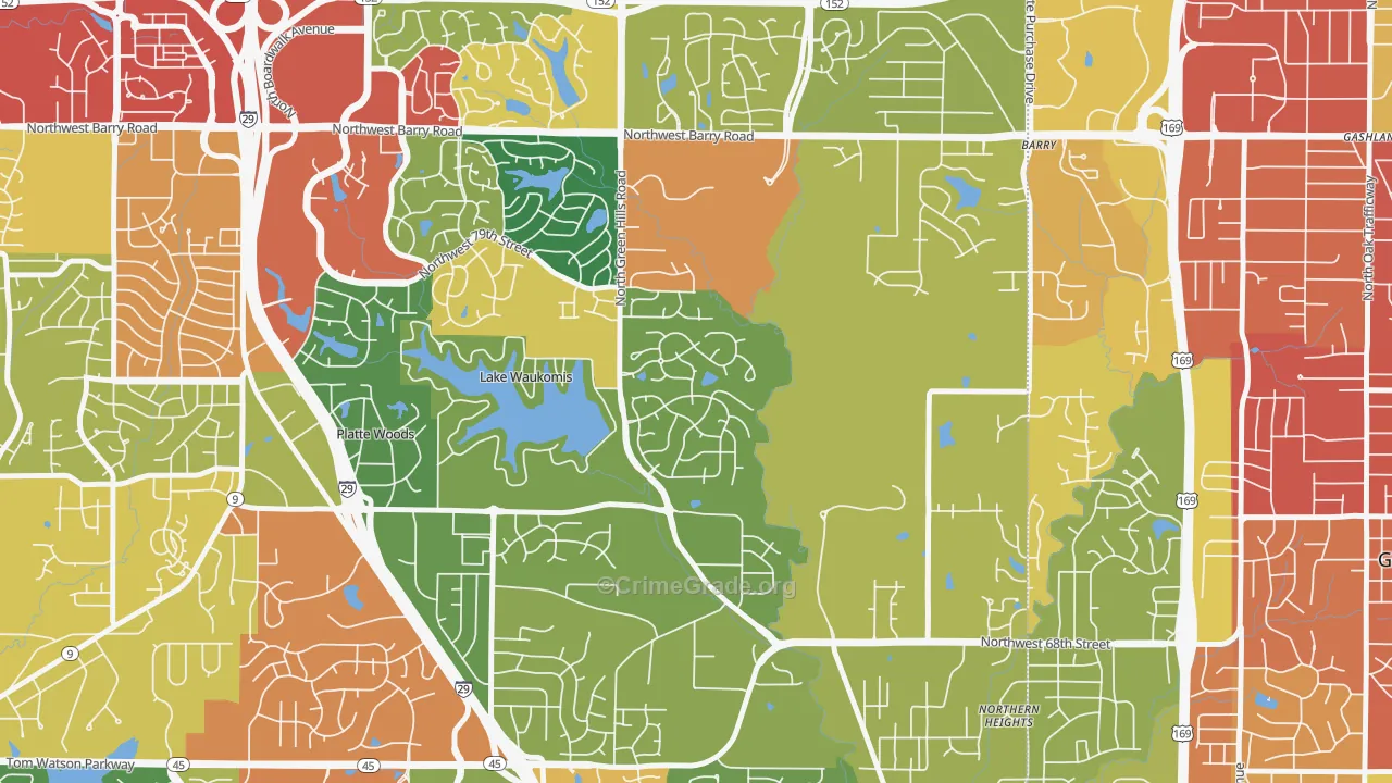 Platte Brook North, Kansas City, MO Map of Theft Rates