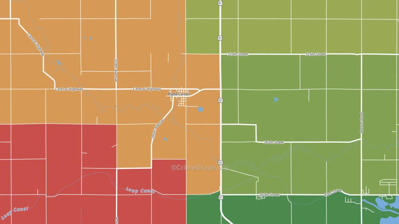 Platte Center, NE Map of Theft Rates