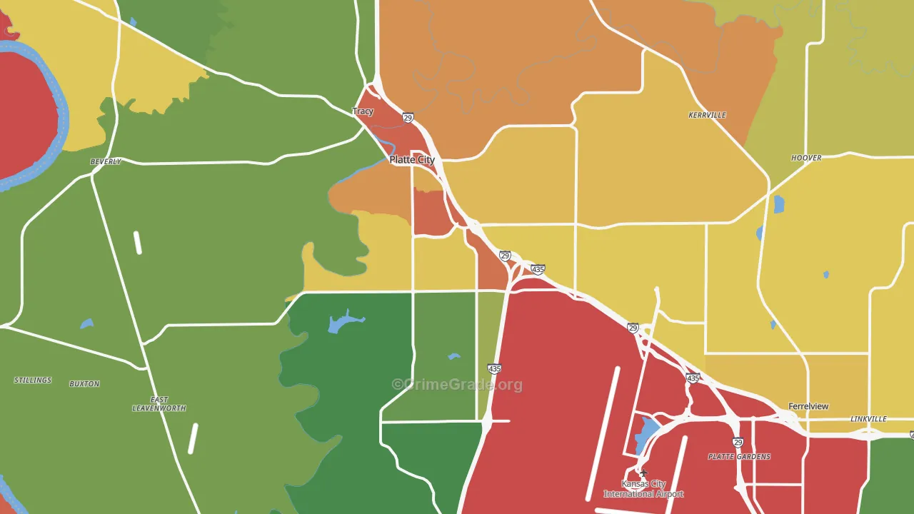 Platte City, MO Map of Theft Rates