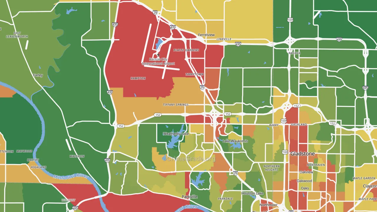 Platte County, MO Map of Theft Rates