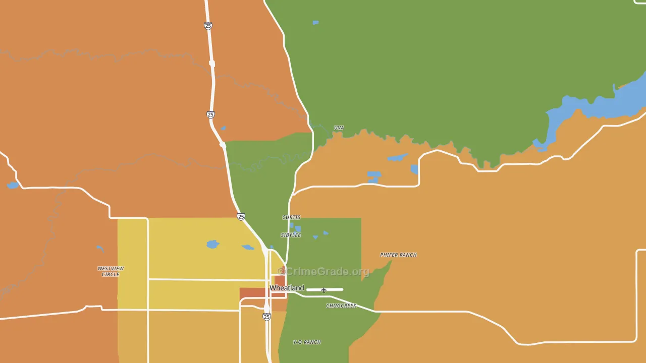 Platte County, WY Map of Theft Rates