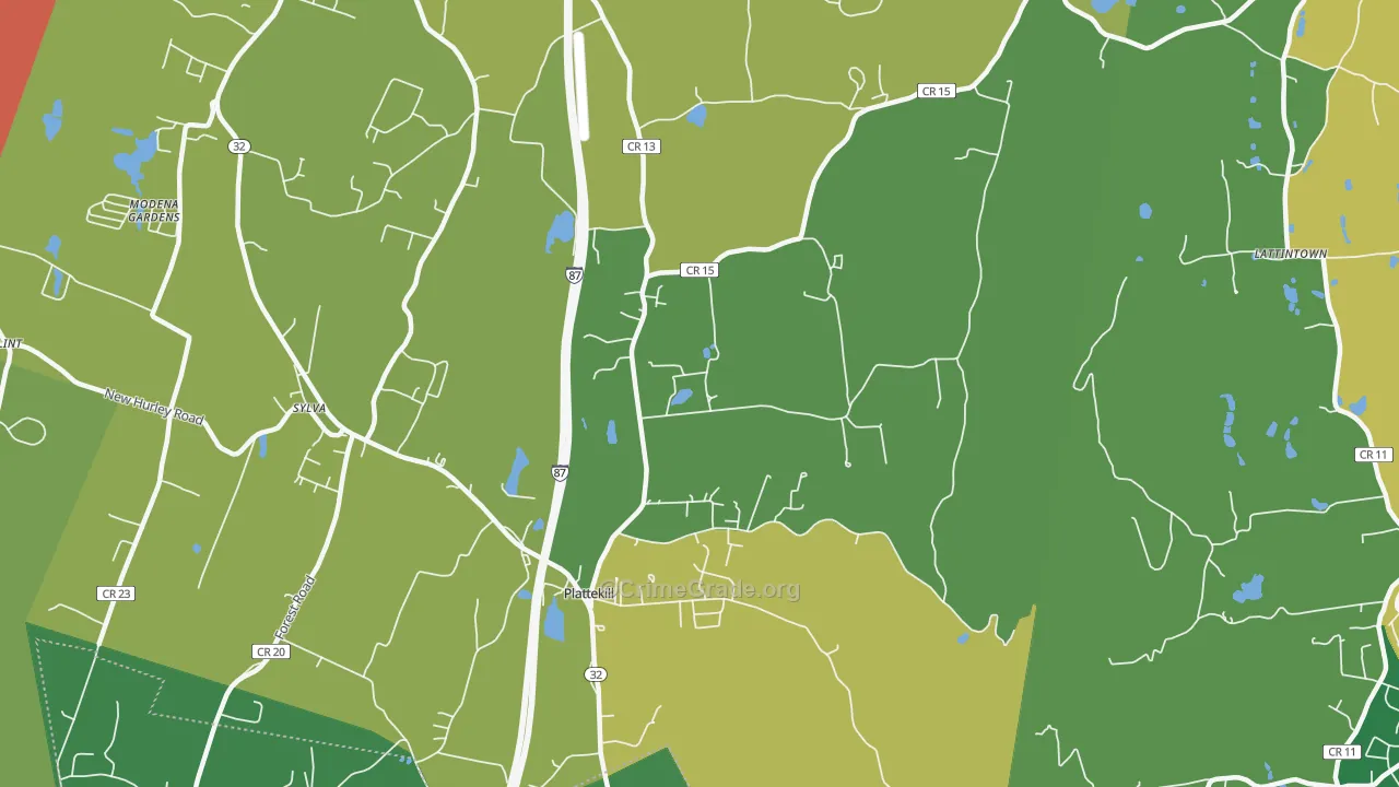 Plattekill, NY Map of Theft Rates