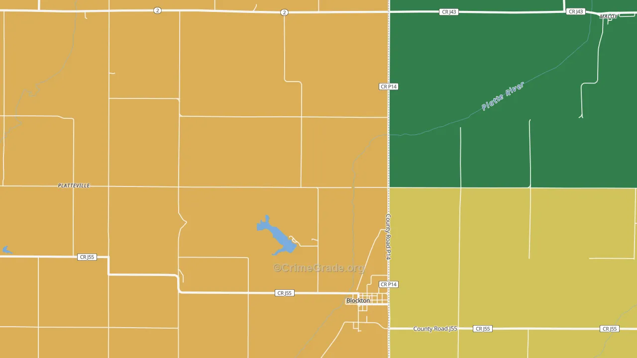Platteville, IA Map of Theft Rates