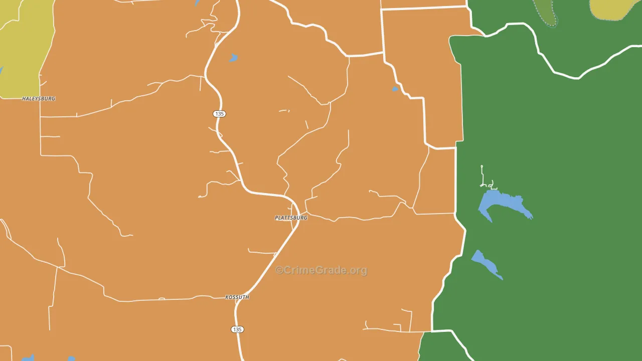 Plattsburg, IN Map of Theft Rates