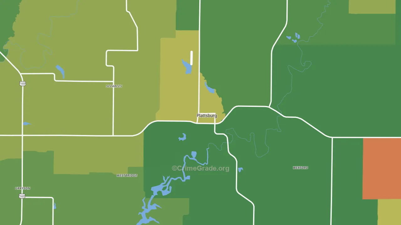 Plattsburg, MO Map of Theft Rates