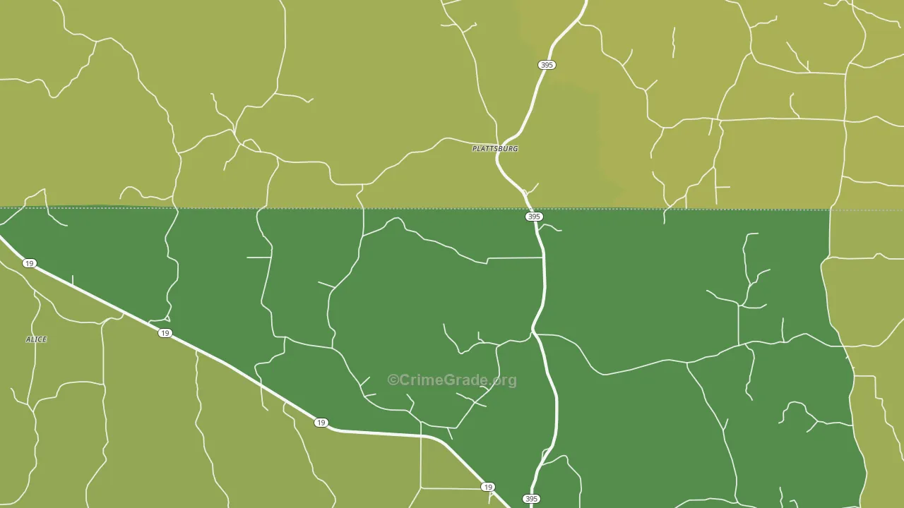 Plattsburgh, MS Map of Theft Rates