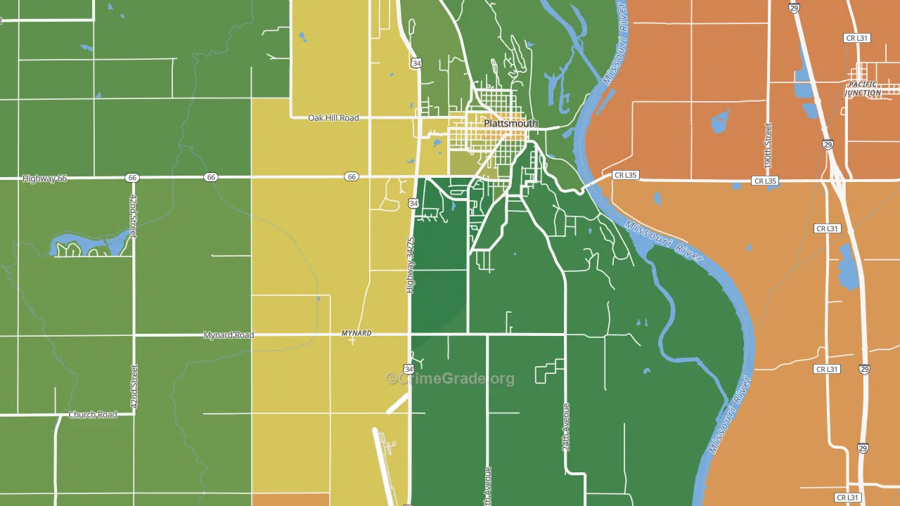 Plattsmouth, NE Map of Theft Rates
