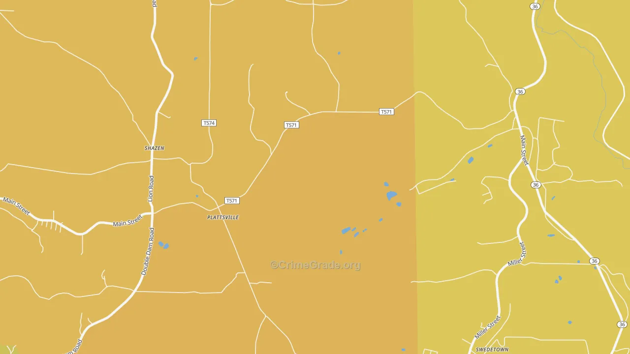 Plattsville, PA Map of Theft Rates