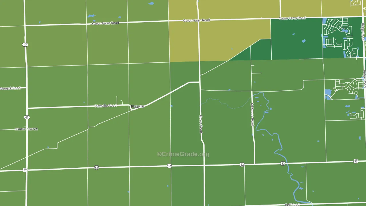 Plattville, IL Map of Theft Rates
