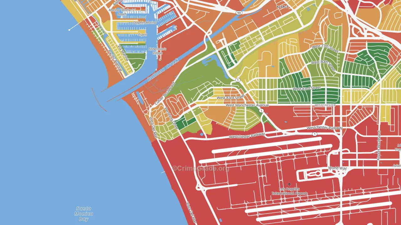Playa del Ray, Playa Del Rey, CA Map of Theft Rates