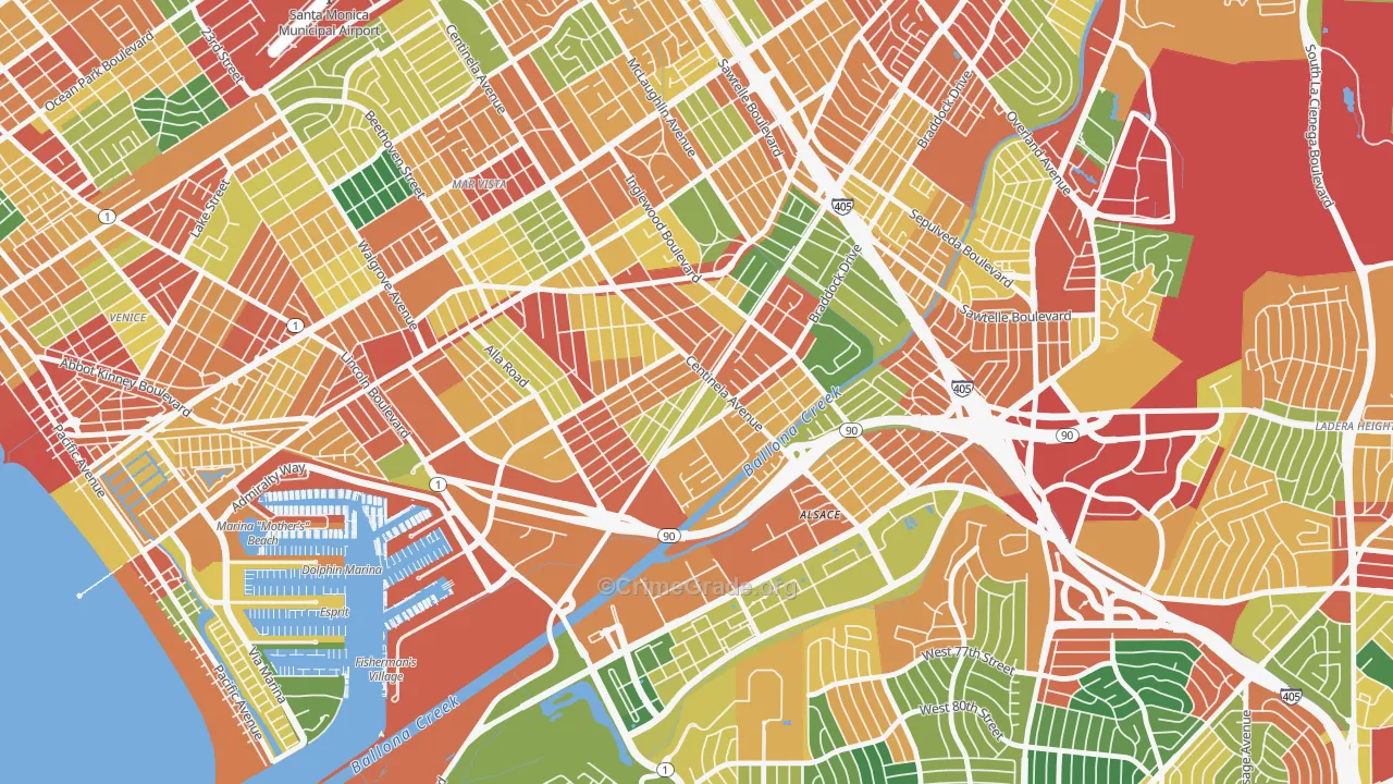 Playa Vista, Los Angeles, CA Map of Theft Rates