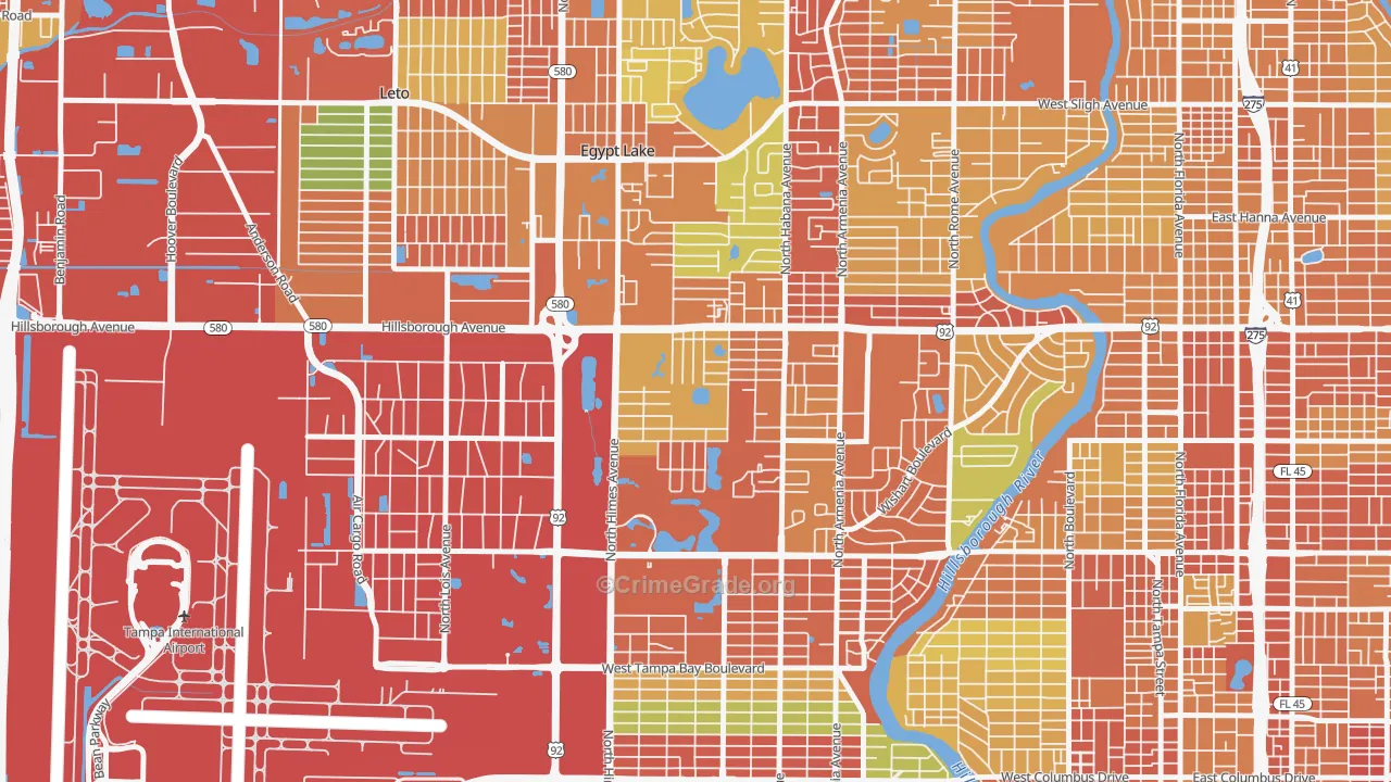 Plaza Terrace, Tampa, FL Map of Theft Rates