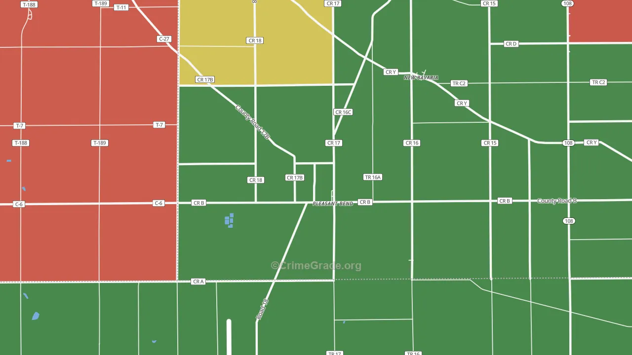 Pleasant Bend, OH Map of Theft Rates