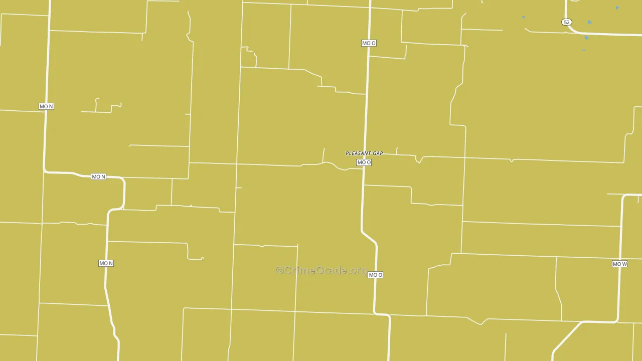 Pleasant Gap, MO Map of Theft Rates