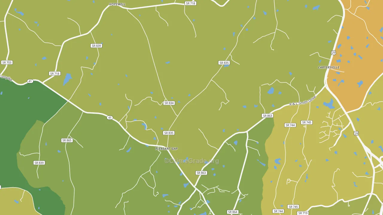 Pleasant Gap, VA Map of Theft Rates
