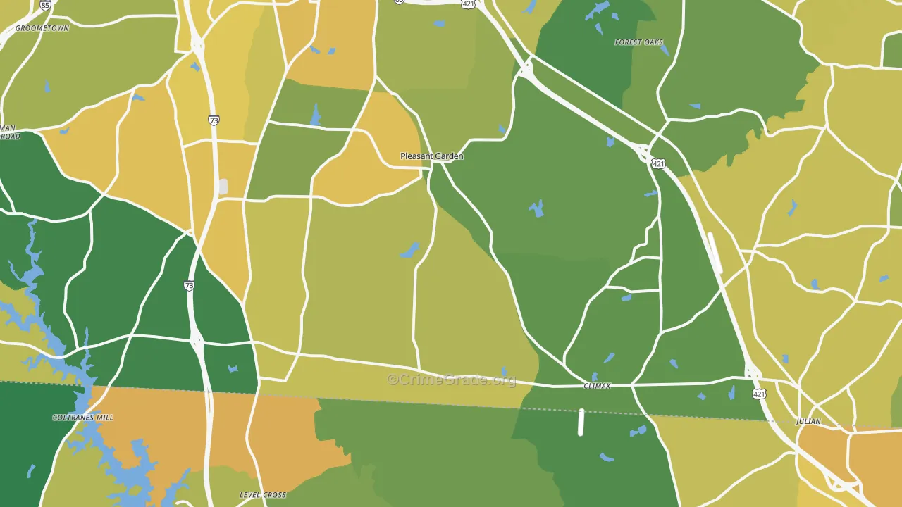 Pleasant Garden, NC Map of Theft Rates