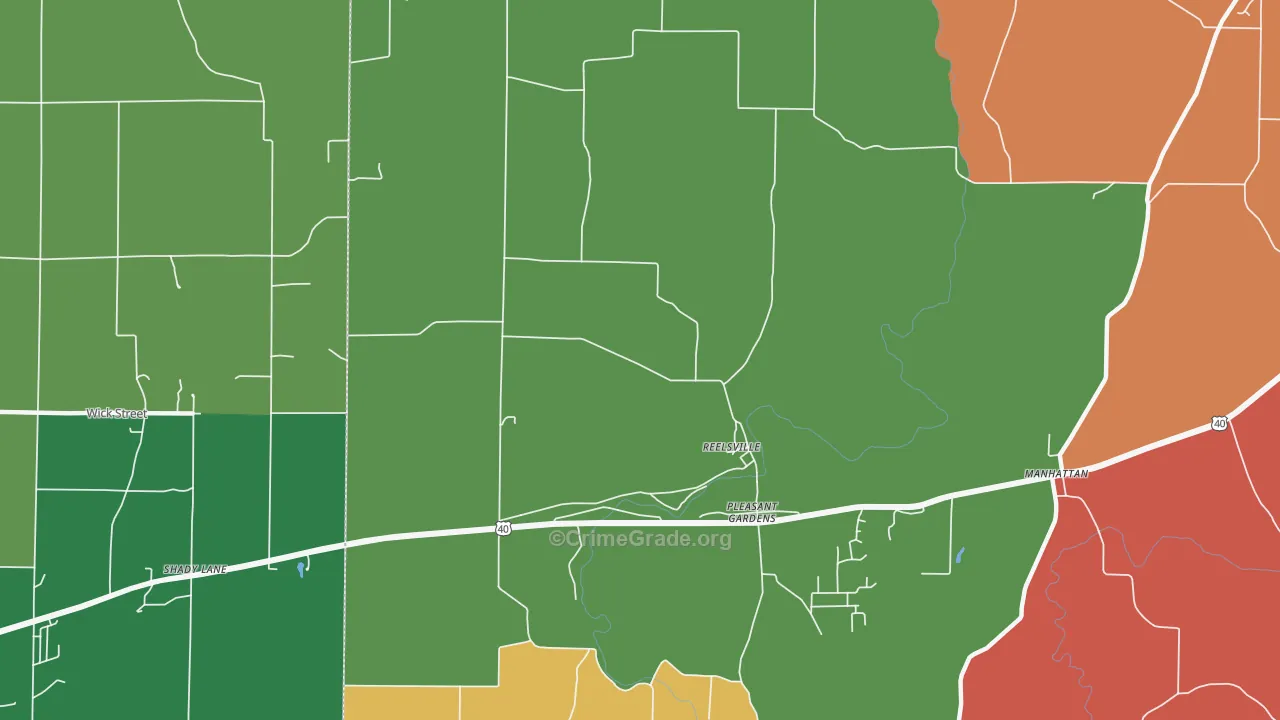 Pleasant Gardens, IN Map of Theft Rates