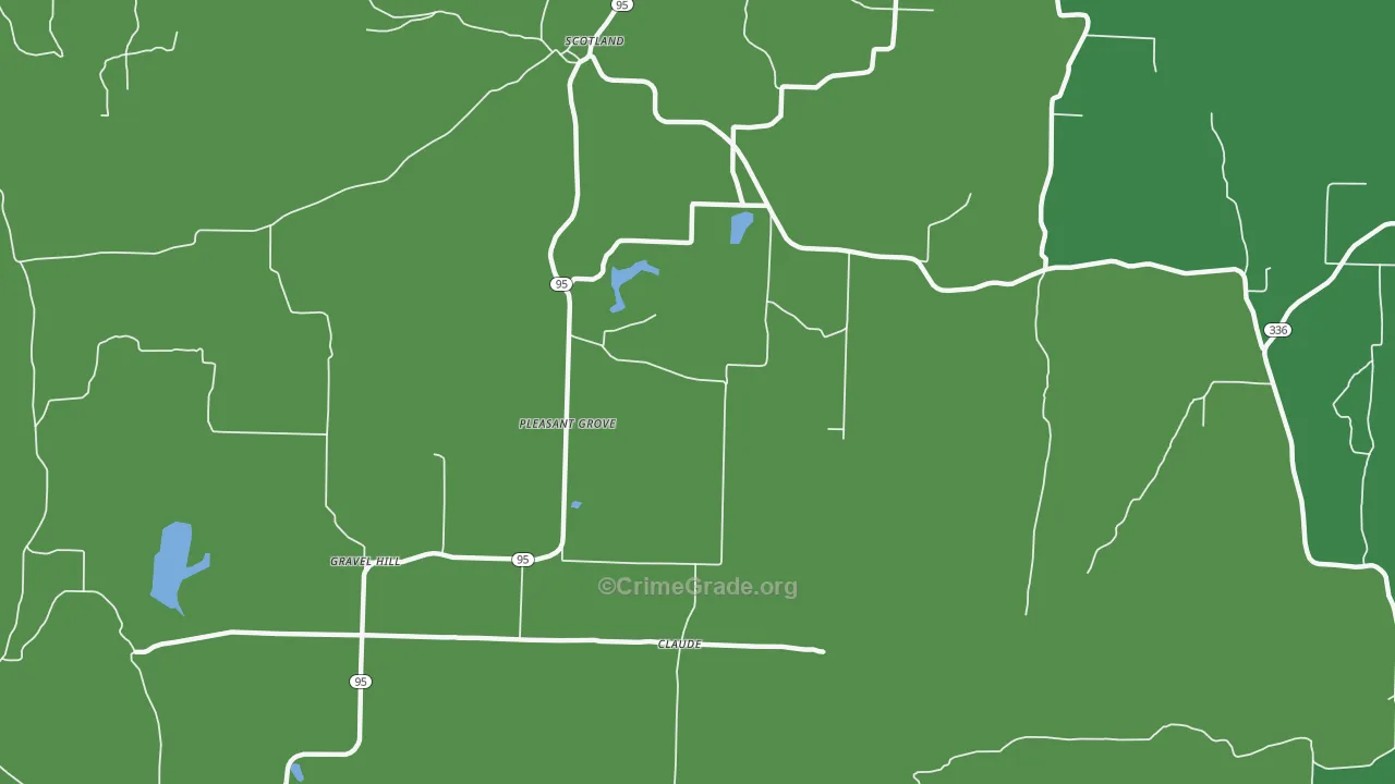 Pleasant Grove, AR Map of Theft Rates