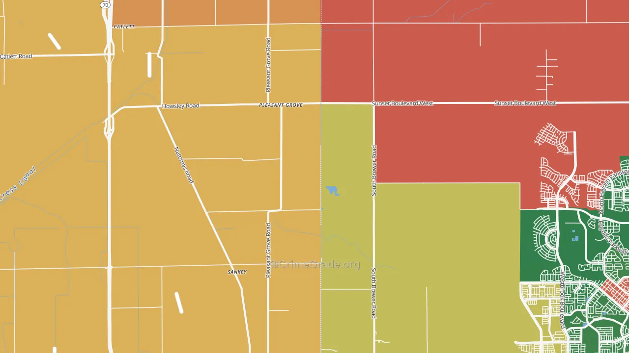 Pleasant Grove, CA Map of Theft Rates